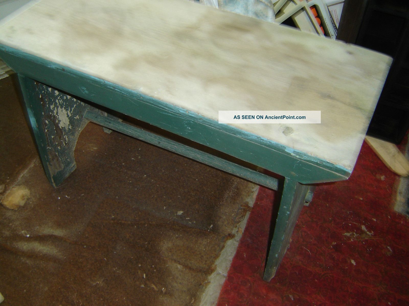 Old Bucket - Boot Bench - Old Green Paint. .  One Board - 14 