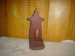 Primitive Distressed Candle Holder Grubby C.  Stick Pine Ring Eb 195 photo