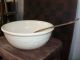 Vintage Pottery Old Rimmed Mixing Bowl W/ Old Metal Spoon Primitives photo 4