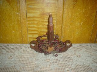 Primitive Candle Holder Grubby Candle Stick Berry Ring Eb 38 photo