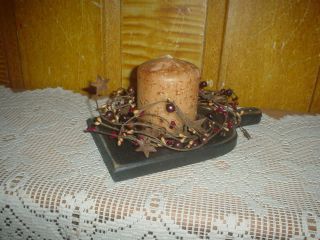 Primitive Distressed Candle Paddle Grubby Pillar Berry Ring Eb 16 photo
