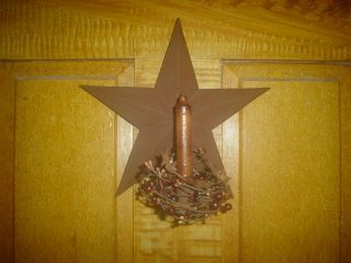 Primitive Large Rt Star Candle Holder Grubby Candle Berry Ring Eb239 photo