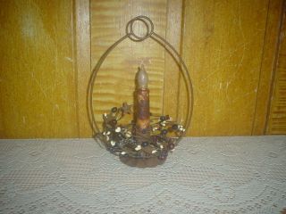 Primitive Candle Holder Grubby Candle Stick Americana Berry Ring 125 photo