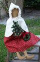 ♥ Early - Look Primitive Christmas Doll In Red ~~ White Wool Cape ♥rcp♥ Primitives photo 1