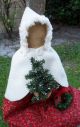 ♥ Early - Look Primitive Christmas Doll In Red ~~ White Wool Cape ♥rcp♥ Primitives photo 2
