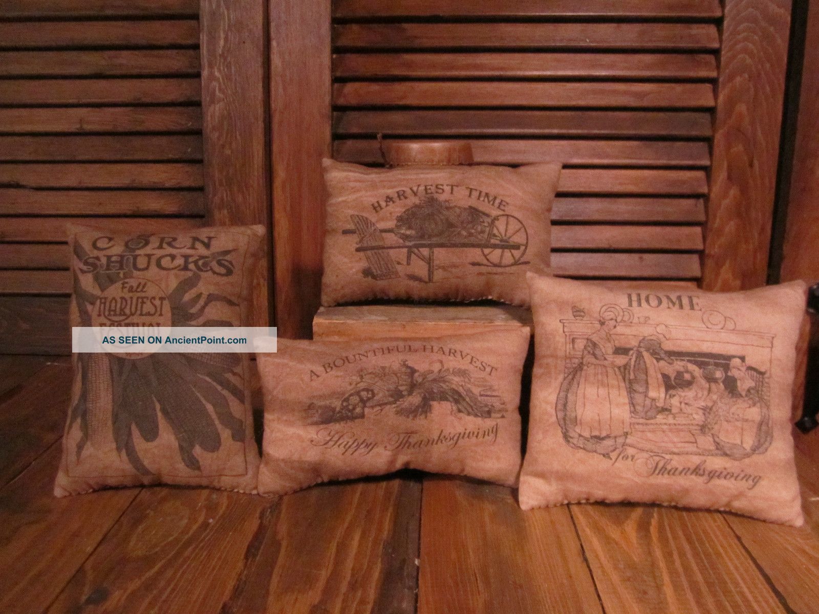 Set Of 4 Thanksgiving Fall Harvest Pillow Tucks Bowl Fillers Primitives photo