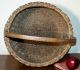 New England Splint Basket,  Large,  Round,  Double Wrapped Rim,  Notched Handle, Primitives photo 2