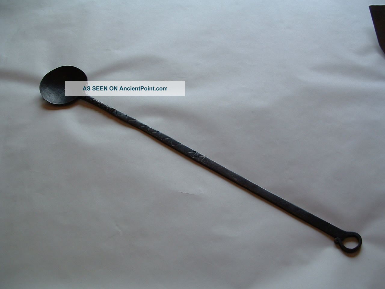 18th Century Pennsylvania Wrought Iron Hearthware Tasting Spoon Primitives photo