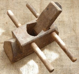 Primitive Hand Made Wood Plane W/ Two Arms photo