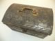 Early American Painted Tin Document Box With Swag Decoration And Brass Handle Primitives photo 1