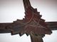 Antique Adirondack Picture Frame Wooden Leaf Corners Hand Incised Orig Finish Primitives photo 3