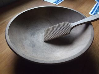 Wood Butter Batter Dough Rimmed - Out Of Round - Bowl With Paddle photo