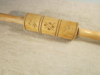 Primitive Wooden Cookie Mold Rolling Pin. photo
