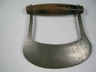 Vintage Prim Iron Forged Wood Handle Food Vegetable Meat Kitchen Chopper Cutter photo