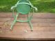 Old Metal Milk Stool=green Paint=spayed Legs=solid= Primitives photo 5