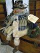Primitive Snowman Doll Old Wool Antique Quilt Folk Art Snowman Doll - Christmas Primitives photo 9