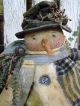 Primitive Snowman Doll Old Wool Antique Quilt Folk Art Snowman Doll - Christmas Primitives photo 3