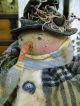 Primitive Snowman Doll Old Wool Antique Quilt Folk Art Snowman Doll - Christmas Primitives photo 7