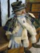 Primitive Snowman Doll Old Wool Antique Quilt Folk Art Snowman Doll - Christmas Primitives photo 8