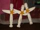 3 Primitive Wooden Spindle Angels Bowl Fillers Ornies Cupboard Tucks Primitives photo 3