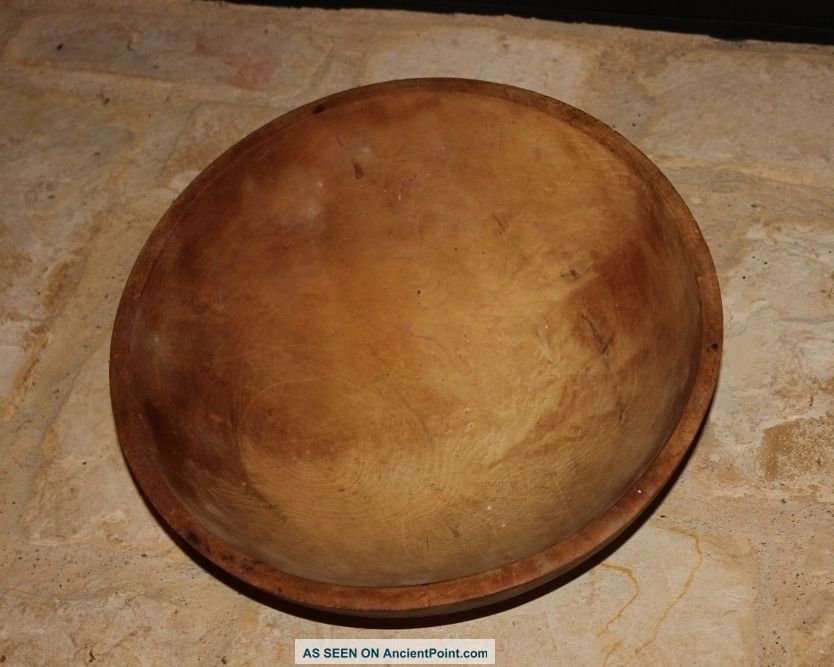 Antique Medium Signed Munising 2 Farmhouse Wooden Chopping Bowl 15 