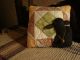 Primitive Folk Art ~ Black Sheep On Antique Quilt Cupboard Pillow Primitives photo 1