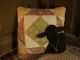 Primitive Folk Art ~ Black Sheep On Antique Quilt Cupboard Pillow Primitives photo 2