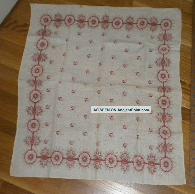 Antique Rare19thc.  Turkey Red&brown Floral Bandana 19x21 Good Condition Primitives photo
