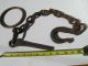 Antique Hand Wrought Iron Hook,  Ring,  And Chain Primitives photo 2