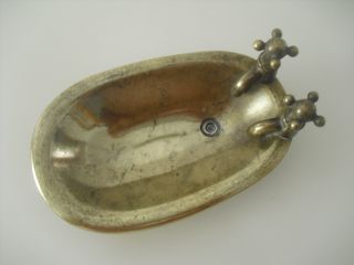 Antique Bronze Soap Dish,  Bathtub - Shaped.  Porte Savon.  Seifenschale.  Portasapone photo