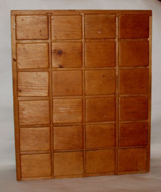 Antique Vintage American Primitive Wood 24 Drawers Wooden Box,  1920s photo