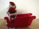 Vintage Red Flocked Santa Claus Dancing On One Foot In Sleigh 1950s Or 60s Primitives photo 3