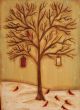 ~ Primitive ~ Hp Folk Art Winter Scene ~ Cardinals ~ Tree ~ Door Panel Primitives photo 1