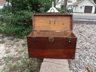 Vintage Wooden Tool Chest Wood Box Instrument Case Old photo