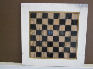 Vintage Checkerboard On Old Wood.  White Frame/black & Beige.  Take A Look. photo