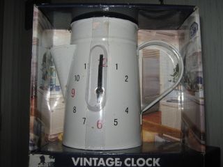 Primitive Vintage Coffee Pot Clock photo