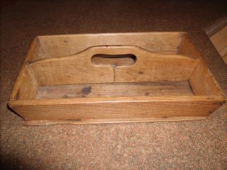 Antique Wooden Primitive Cultery / Knife / Silverware Caddy/ Tray Great Patina photo