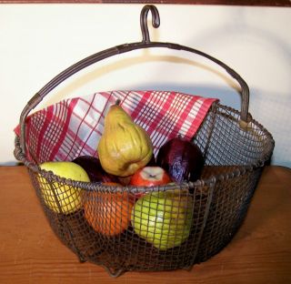 Early 1900 ' S Crimped Wire Basket,  Unique Form,  Produce Carrier,  Mint Condition photo
