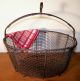 Early 1900 ' S Crimped Wire Basket,  Unique Form,  Produce Carrier,  Mint Condition Metalware photo 2