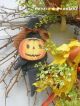 Rustic Halloween,  Crow,  Vintage Jack O Lantern,  Boo Sign Door Wreath Primitives photo 2