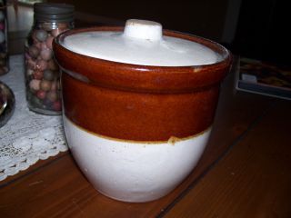 Unusually Shaped Covered Stoneware Crock / Grease Jar,  Nr photo