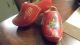 This Is A Darling Pair Of Vintage Wooden Shoes From Holland,  Red Paint Primitives photo 1