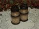 Primitive Wood Salt & Pepper Shakers Tan Crackle Black Stars Farmhouse Decor Primitives photo 1