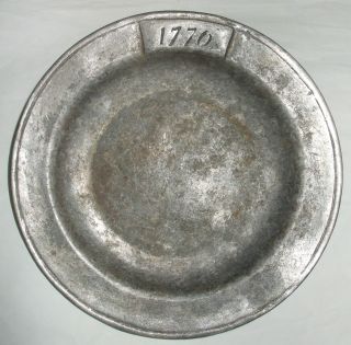 Old Antique Vintage Metal (pewter?) Plate Stamped 1776 Hallmark 