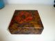 3 Antique Red Poppy Flemish Art Pyrography Carved Boxes 1909 Primitives photo 3