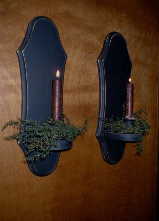 2/primitive Wood/wooden Candle Sconce ' S/holders~early Lighting~with Candles~15 