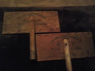 No.  8 Wool Card E.  B.  Frye And Son Primitive Yarn Spinning Tool Wool Card Set photo