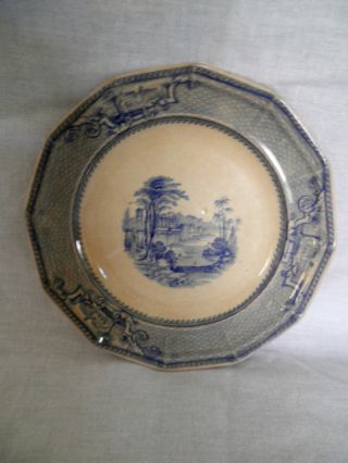 Antique Blue Willow Plate - Signed W/maker Marks photo
