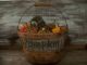 Primitive Fall Halloween Splint Wood Basket~with Pumpkins~crow~light~leaves~wow Primitives photo 4