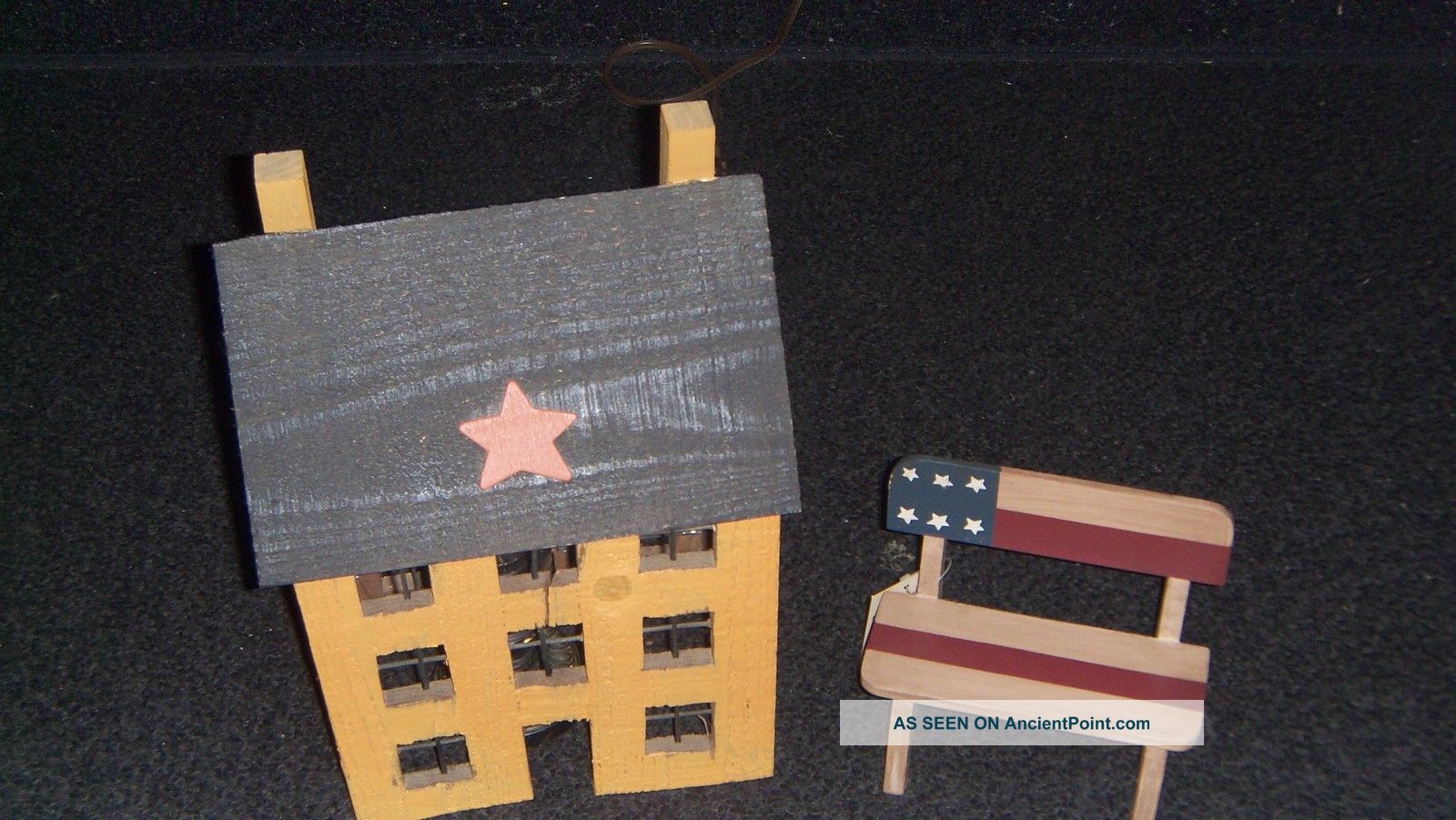 Country Wooden House Primitive Lamp Handpainted With Other Country Decor Primitives photo